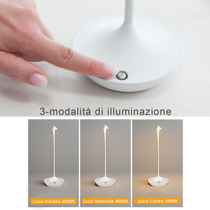 Lampada Touch Led Regolabile Abat Jour Moderna Comodino Tavolo Scrivania No Fili Ricarica Usb Nera