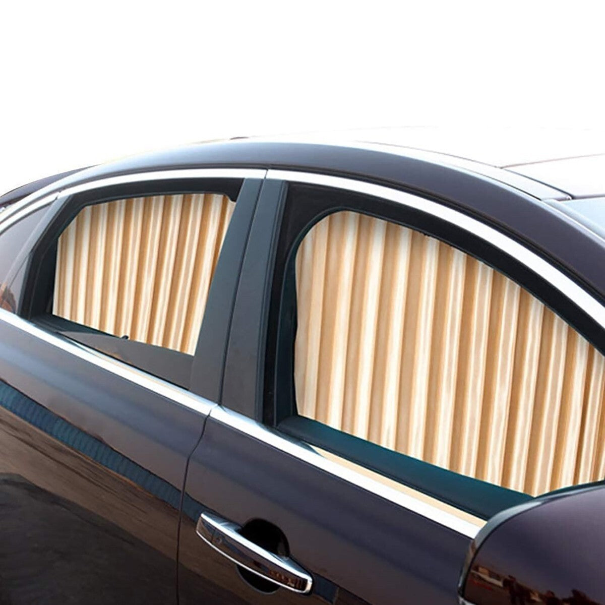 KIT 4 TENDA TENDINA PARASOLE RAGGI UV MAGNETICA AUTO ANTERIORE POSTERIORE BEIGE