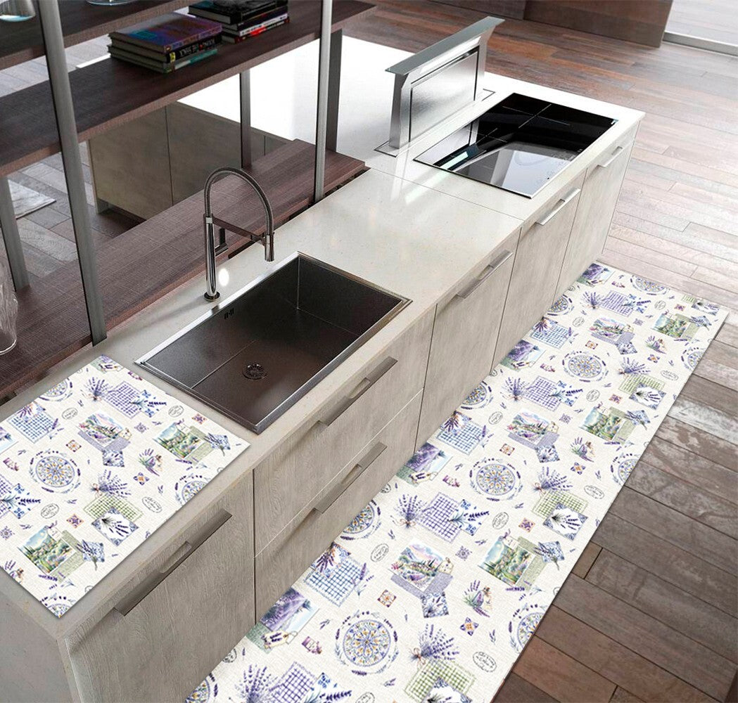 Tappeto Cucina 46x450 Cm Antimacchia Antiscivolo Passatoia Gomma Pvc Flessibile Stampa Digitale Dis A
