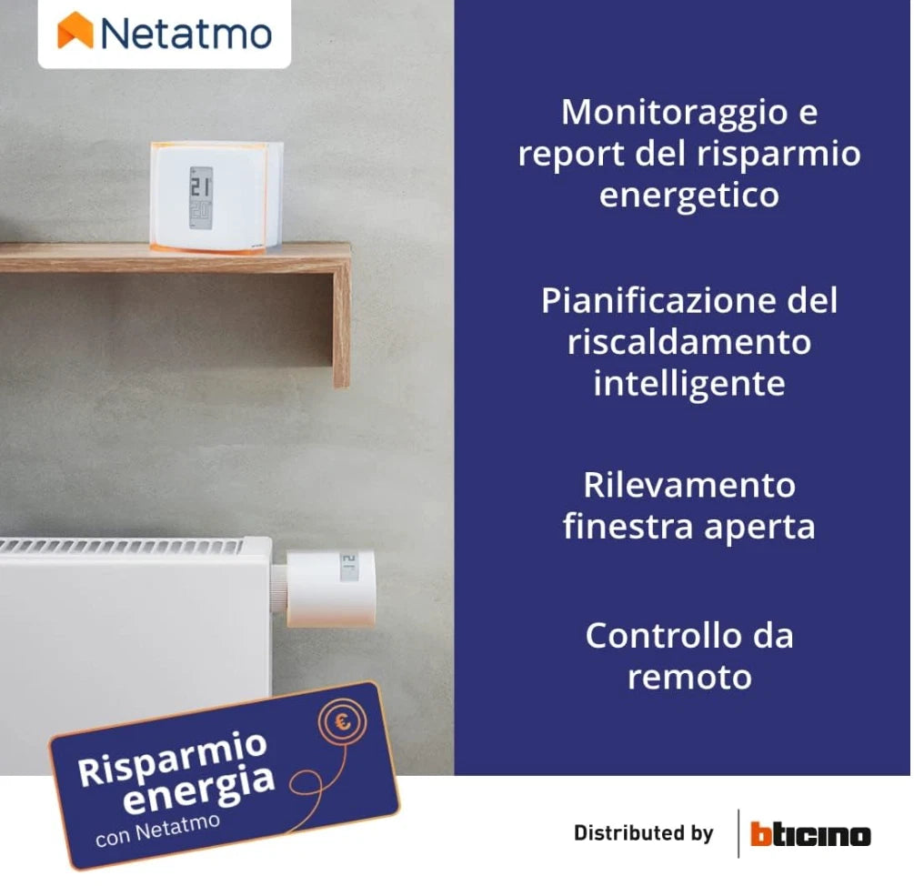 Netatmo NTH01-IT-EC Termostato Wifi Intelligente per caldaia individuale