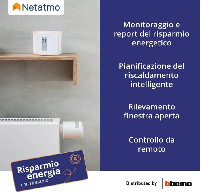 Netatmo NTH01-IT-EC Termostato Wifi Intelligente per caldaia individuale