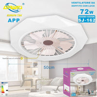 VENTILATORE SOFFITTO LUCE LED 3000K 6500kPLAFONIERA LAMPADARIO SMART 72W SJ-162
