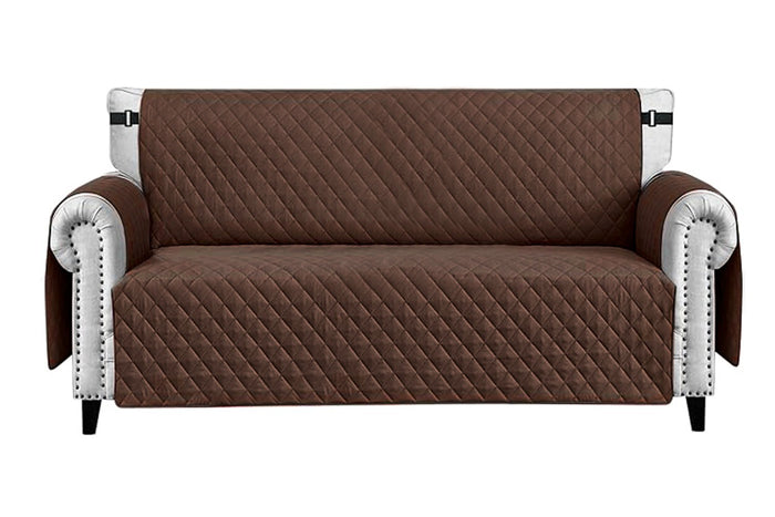 Copridivano Impermeabile Tasche Laterali Proteggi Divano Antimacchia Antiscivolo 4 Posti Marrone