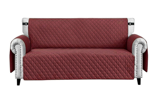 Copridivano Impermeabile Tasche Laterali Proteggi Divano Antimacchia Antiscivolo 2 Posti Bordeaux