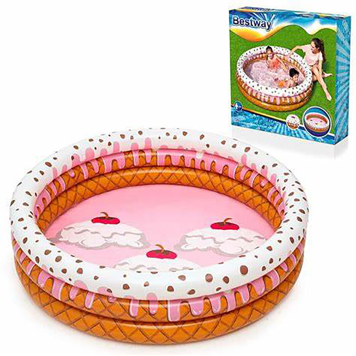 PISCINA 3 ANELLI BAMBINI GELATO BAMBINI 160X38 CM GONFIABILE TONDA TORTA BESTWAY