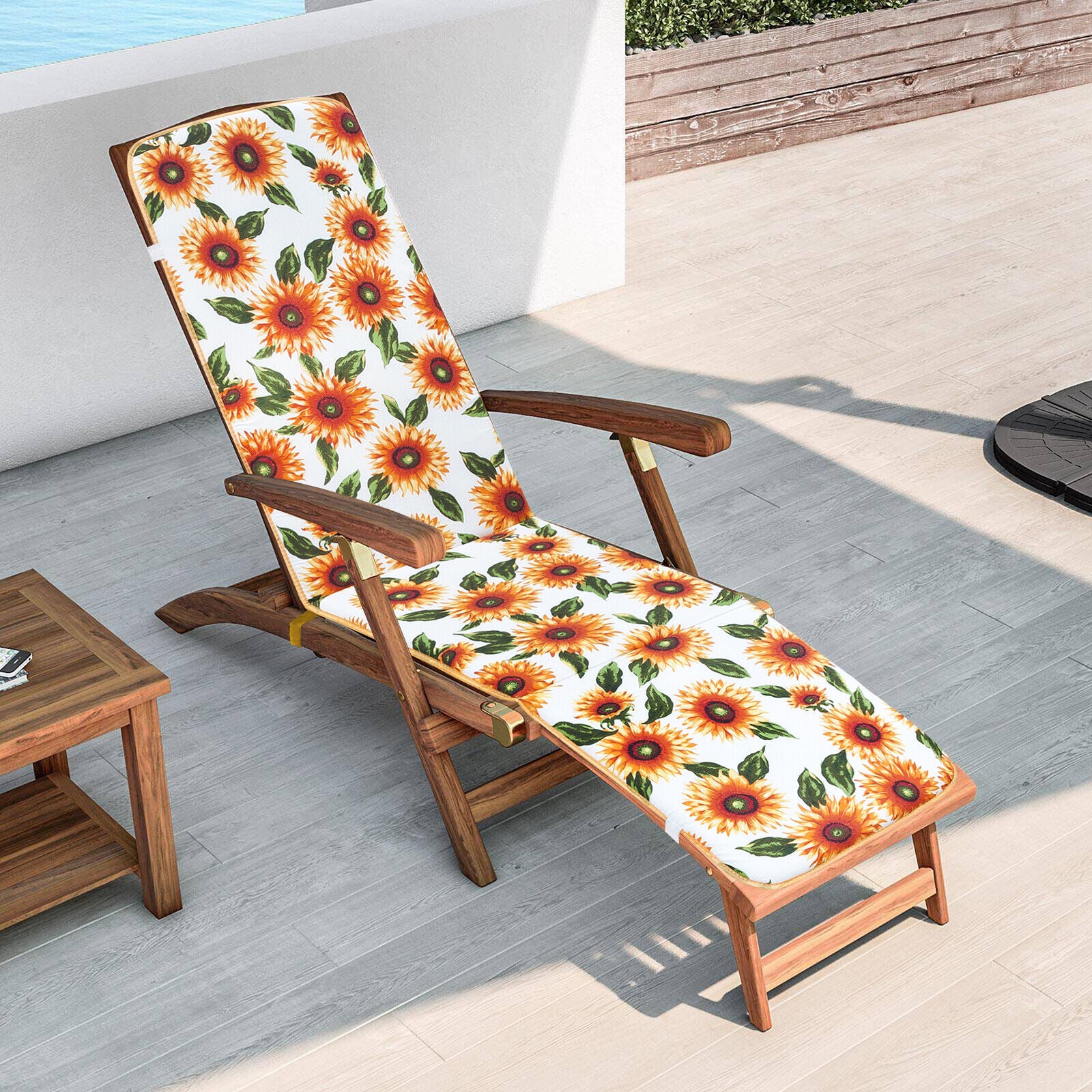 Cuscino Sdraio Poltrona Morbido Girasoli Copri Lettino Relax Pieghevole Made In Italy Bianco