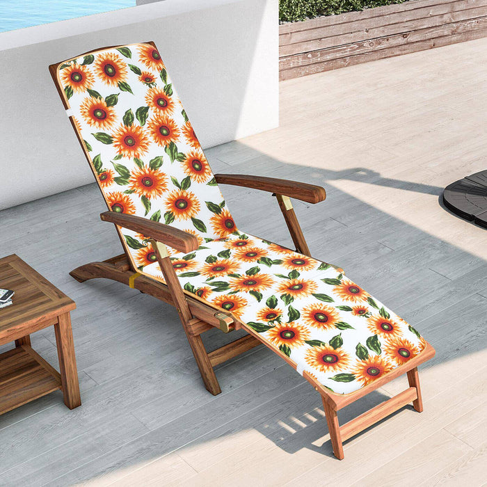 Cuscino Sdraio Poltrona Morbido Girasoli Copri Lettino Relax Pieghevole Made In Italy Bianco