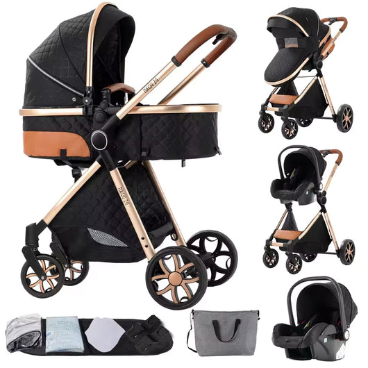 Passeggino 3 in 1 Trio Neonato Carrozzina Seggiolino Auto Pieghevole Vari Colori