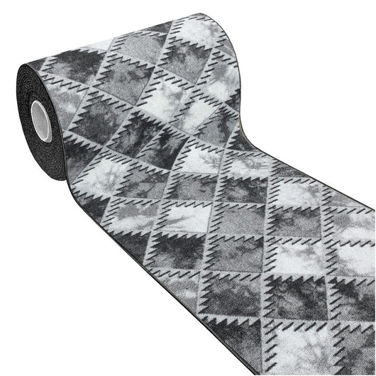 Tappeto Cucina Bordato Antiscivolo Assorbente Passatoia Colori Accesi Patchwork 57x280 Cm Grigio