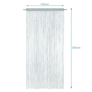 Tenda a Fili Elegante Per Porte Finestre Pannello 140x290 Cm Divisorio Camere Stanze Ambienti Grigio