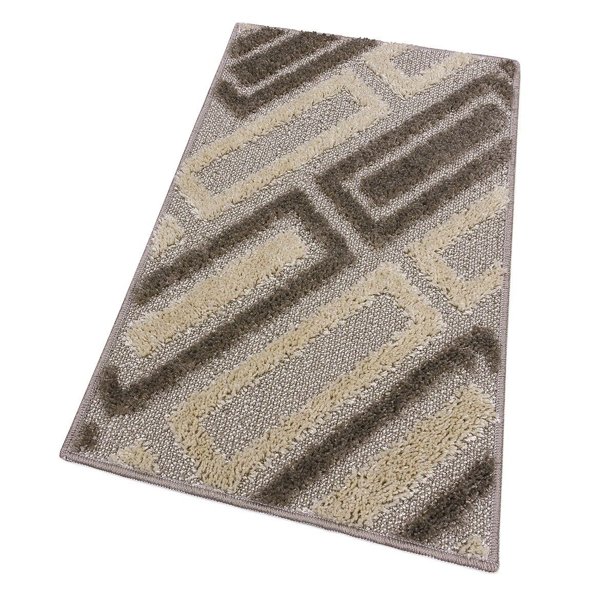 Tappeto Bagno 50x110 Cm Moderno Morbido Soffice Assorbente Asciugapassi Antiscivolo Lavabile Beige