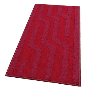 Tappeto Cucina A Righe 57x145 Cm 3D Morbido Bordato Passatoia Ingresso Assorbente Antiscivolo Bordeaux
