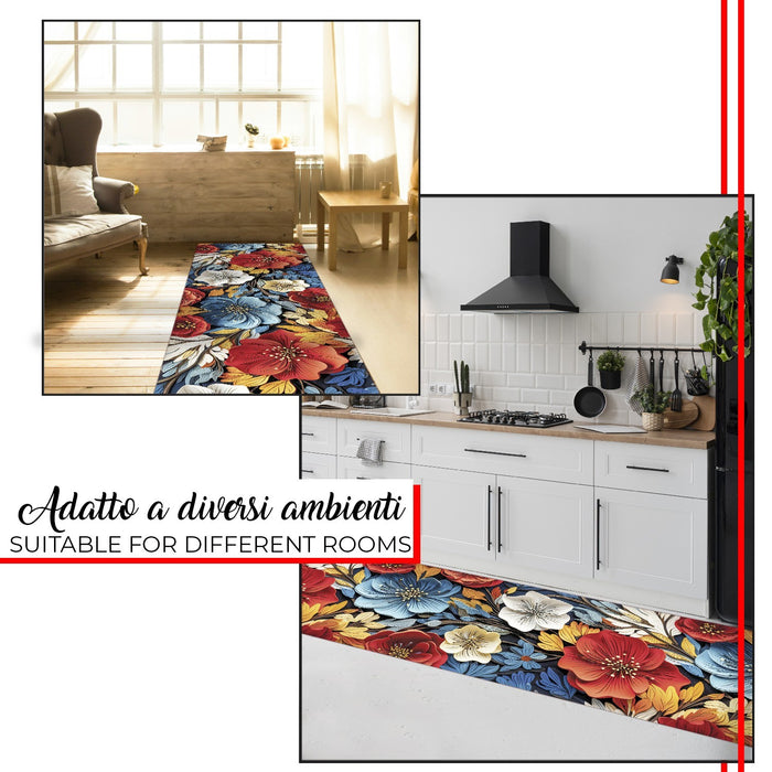 Tappeto Cucina Gomma Pvc 51x40 cm Antimacchia Passatoia Antiscivolo Antisfilo Lavabile Dis_H