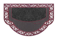 Zerbino Ingresso Semiluna Elegante Welcome Antiscivolo Gomma Robusta Tappeto Assorbente Bordeaux
