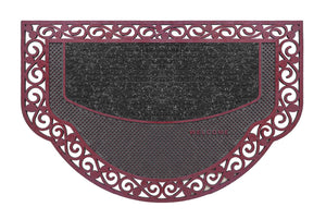 Zerbino Ingresso Semiluna Elegante Welcome Antiscivolo Gomma Robusta Tappeto Assorbente Bordeaux