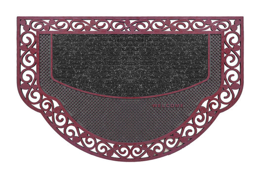 Zerbino Ingresso Semiluna Elegante Welcome Antiscivolo Gomma Robusta Tappeto Assorbente Bordeaux