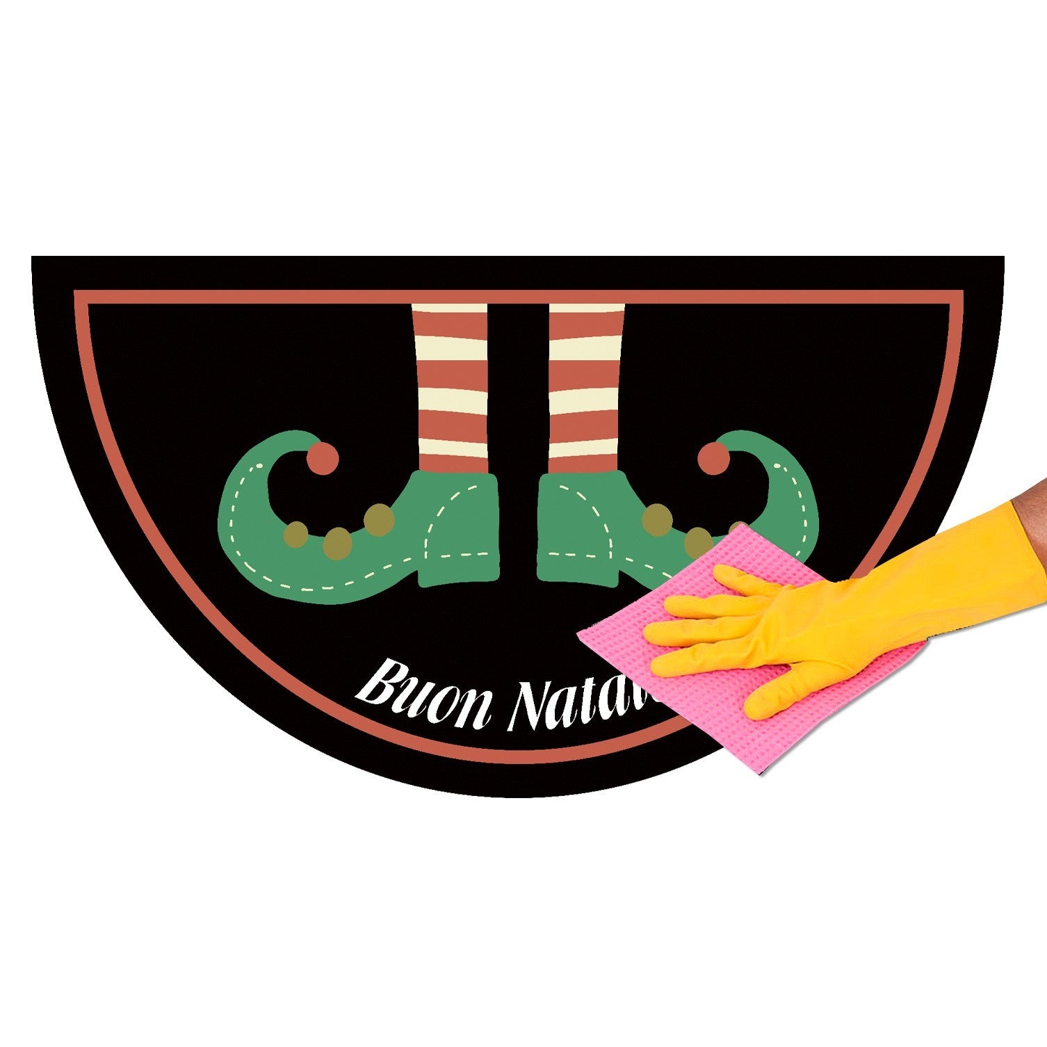 Zerbino Natalizio Gomma Sostenibile Semiluna 40x70 Cm Asciugapassi Natale Ingresso Antiscivolo Dis.C