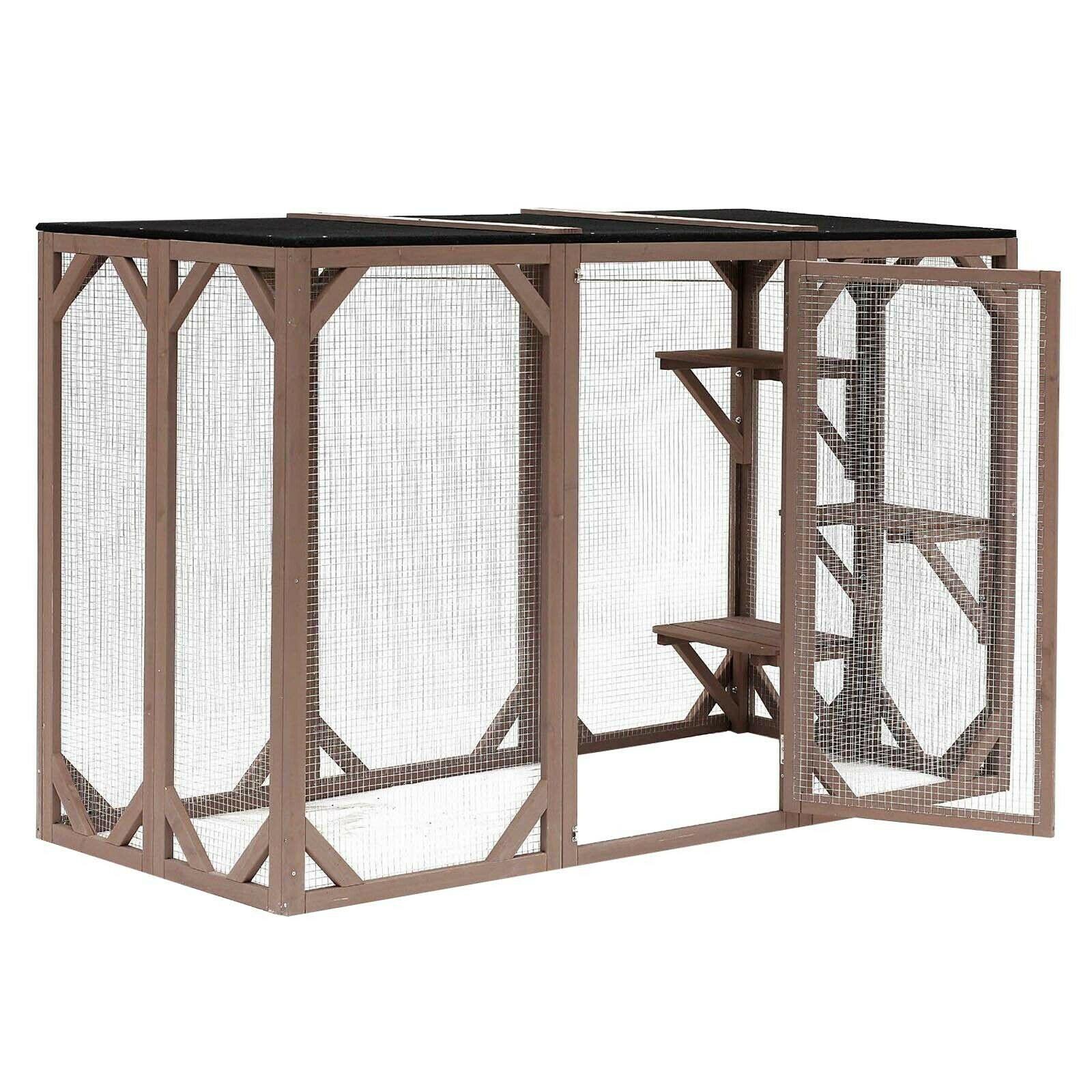 Recinto da esterno per gatti, legno resistente 180 cm 3 zone riposo 16_0001711