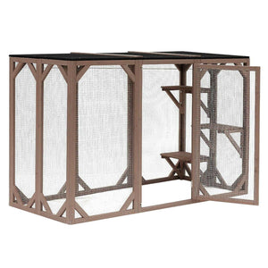 Recinto da esterno per gatti, legno resistente 180 cm 3 zone riposo 16_0001711