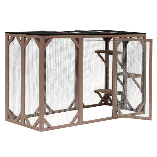 Recinto da esterno per gatti, legno resistente 180 cm 3 zone riposo 16_0001711