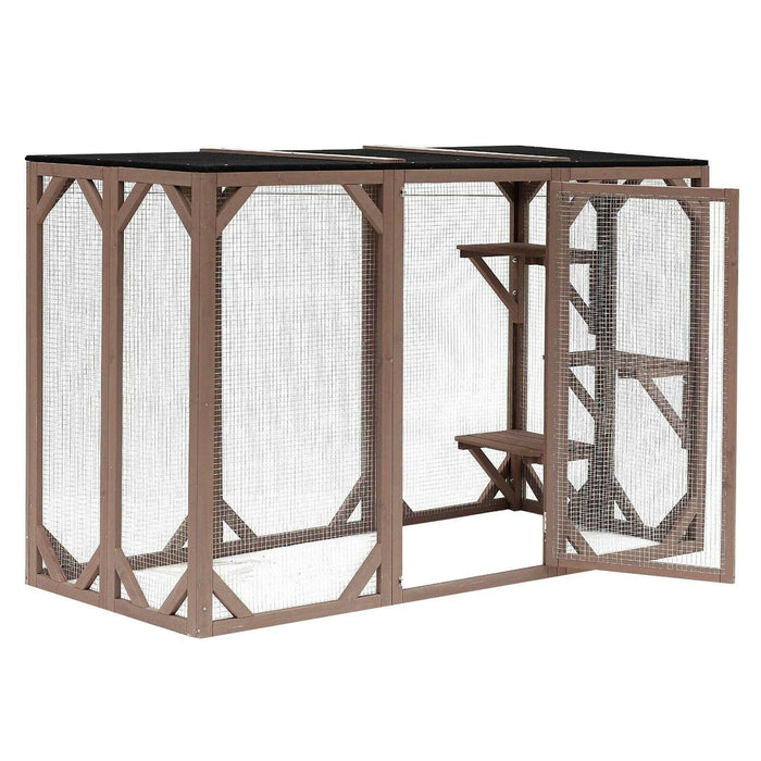 Recinto da esterno per gatti, legno resistente 180 cm 3 zone riposo 16_0001711