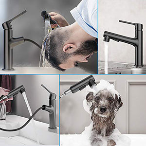 RUBINETTO DA BAGNO DOCCETTA MISCELATORE ESTRAIBILE LAVELLO NERO FONTANELLA 1803