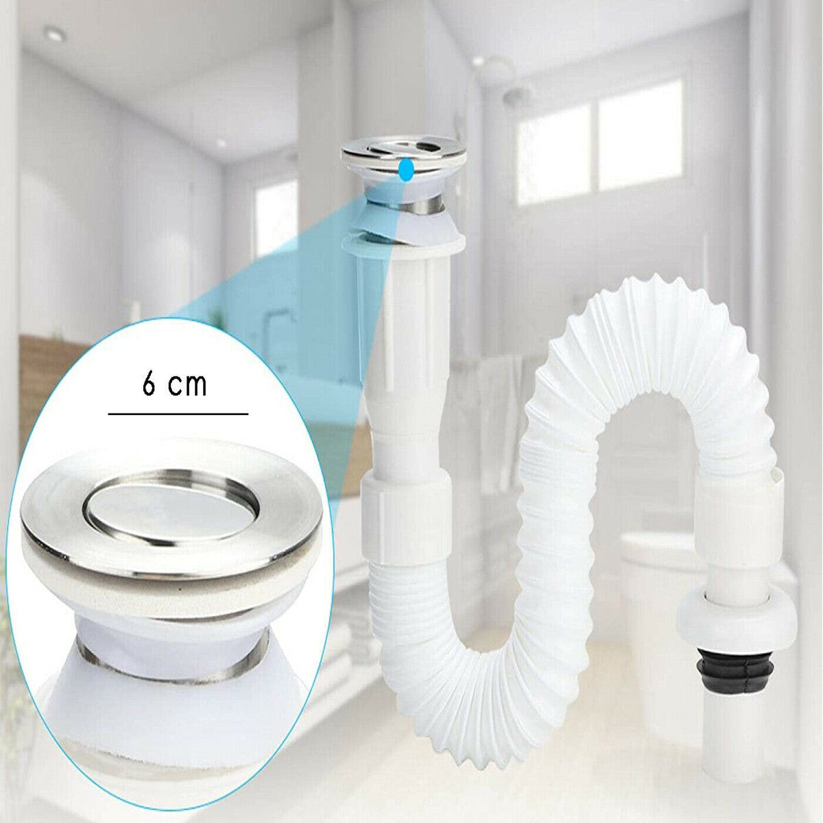 TUBO DI SCARICO FLESSIBILE LAVABO A FALDA UNIVERSALE FOGNARIO 02059