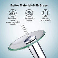 MISCELATORE RUBINETTO VASCA LAVABO MONOCOMANDO A CASCATA CROMATO  VETRO 812-11