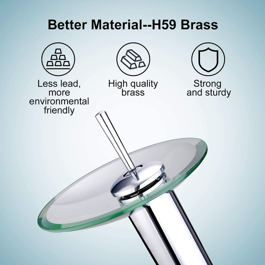 MISCELATORE RUBINETTO VASCA LAVABO MONOCOMANDO A CASCATA CROMATO  VETRO 812-11