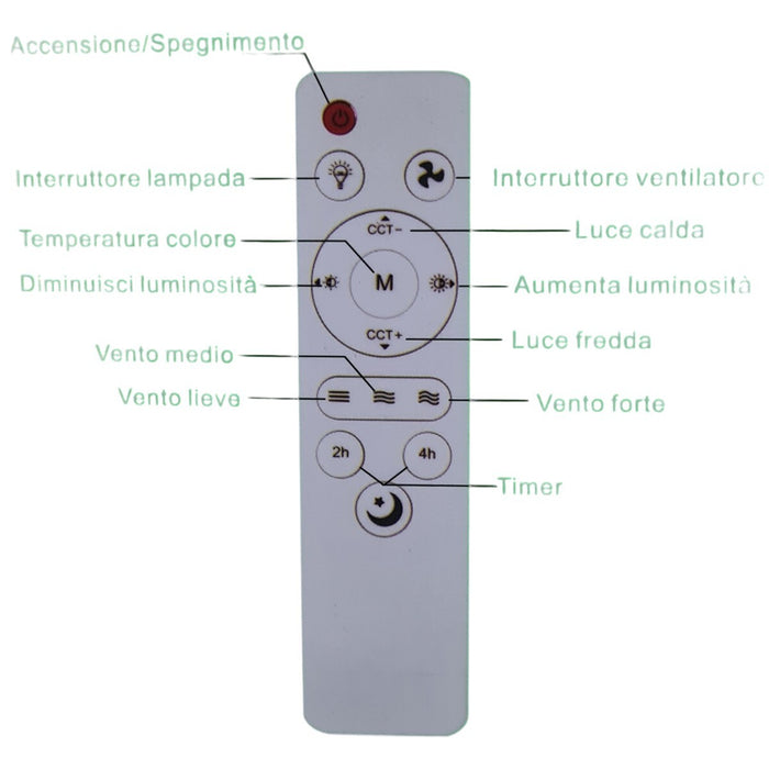 LAMPADA VENTILATORE PLAFONIERA LED SOFFITTO E27 DIMMERABILE 6 PALE TELECOMANDO