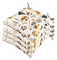 Set 4 Cuscini Sedia Natalizi Cotone Morbidi Universali Coprisedia Natale Imbottitura Ovatta Dis A