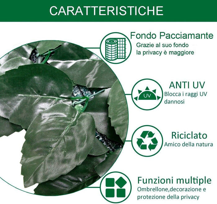 Siepe Artificiale Sintetica 150x1000 cm Finta Recinzione Casa Foglie Rete Telo Privacy Ombreggiante