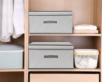 Scatola Salvaspazio Tessuto Rigida 30x28x15 cm Pieghevole Contenitore Vestiti Abiti Grigio