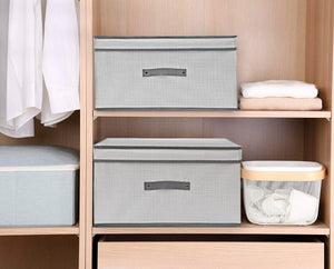 Scatola Salvaspazio Tessuto Rigida 30x28x15 cm Pieghevole Contenitore Vestiti Abiti Grigio