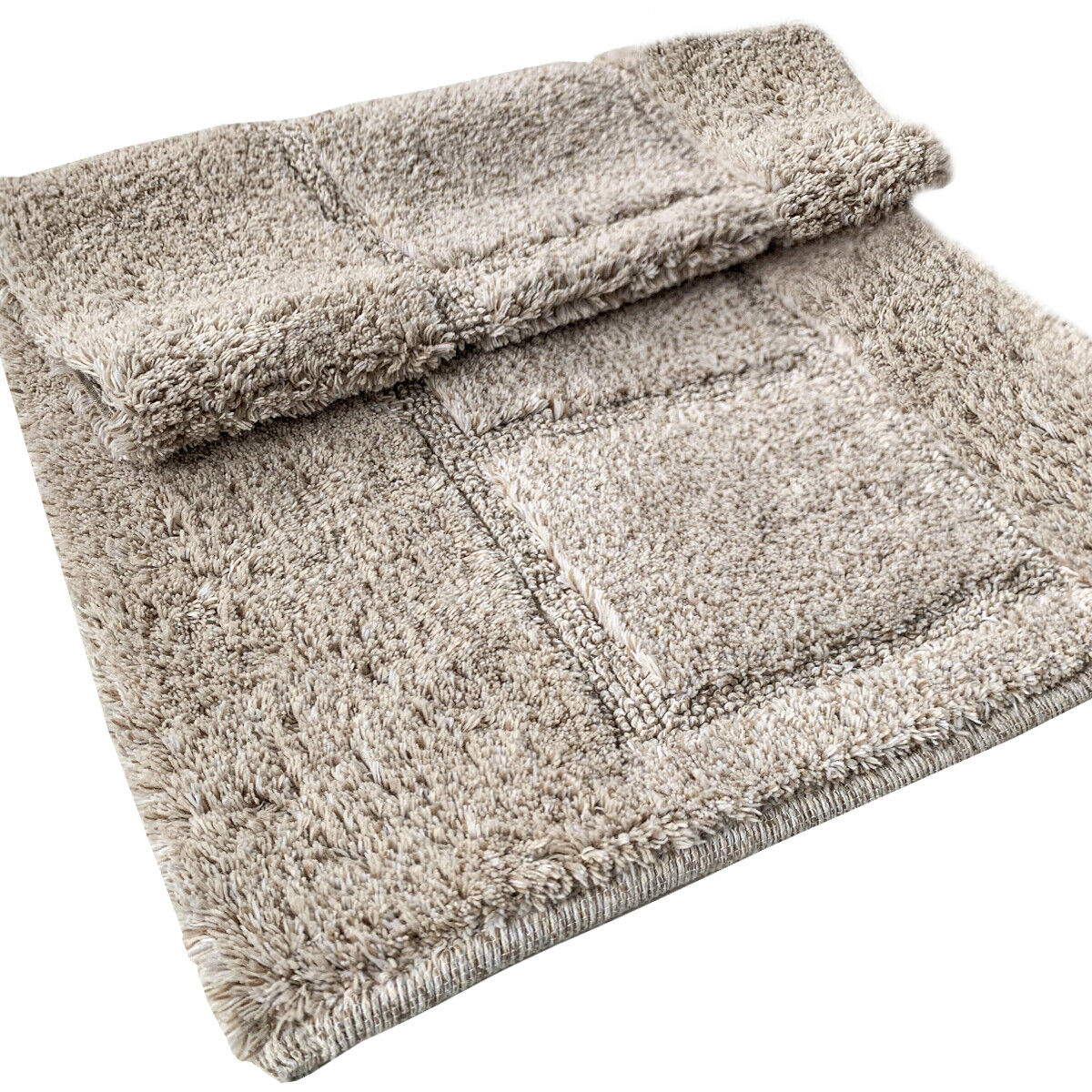 Tappeto Bagno Cotone Shaggy 55x90 Cm Beige Scendiletto Camera Morbido Assorbente Antiscivolo