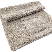 Tappeto Bagno Cotone Shaggy 55x90 Cm Beige Scendiletto Camera Morbido Assorbente Antiscivolo
