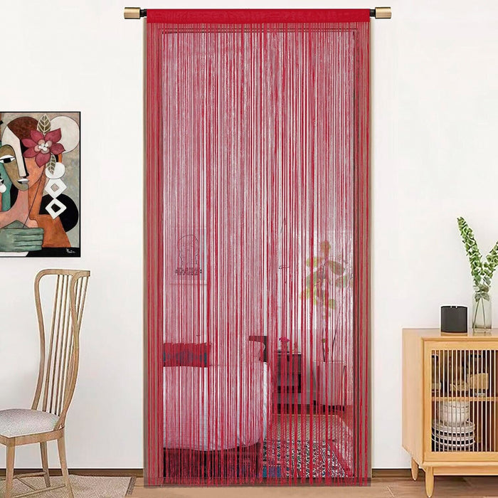 Tenda a Fili Elegante Per Porte Finestre Pannello 100x200 Cm Divisorio Camere Stanze Ambienti Bordeaux