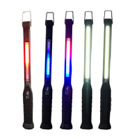 TORCIA LED PORTATILE LAVORO RICARICABILE MAGNETE GANCIO EMERGENZA ROSSO BLU COB