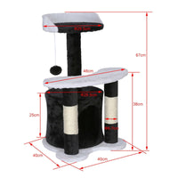 Tiragraffi per gatti altezza 65 cm con giochi tiragraffi in corda sisal nero/bianco 16_0000012