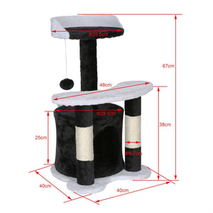 Tiragraffi per gatti altezza 65 cm con giochi tiragraffi in corda sisal nero/bianco 16_0000012