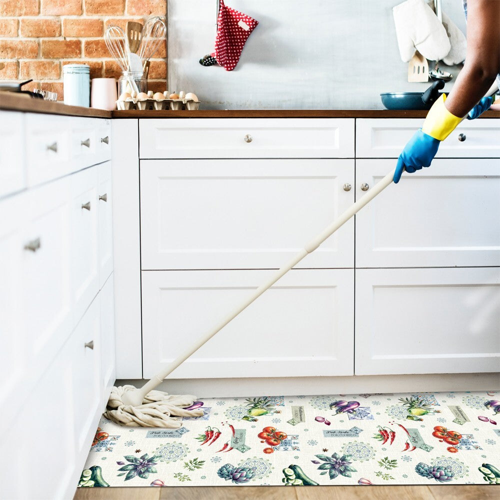 Tappeto Cucina 46x190 Cm Antimacchia Antiscivolo Passatoia Gomma Pvc Flessibile Stampa Digitale Dis C