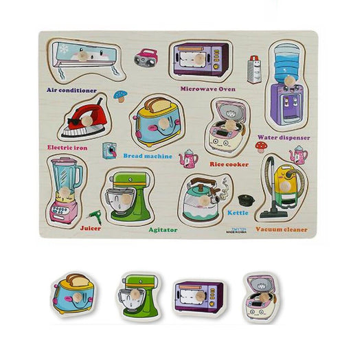 PUZZLE LEGNO A INCASTRO EDUCATIVO ELETTRODOMESTICI SENSORIALE PER BAMBINI 53755