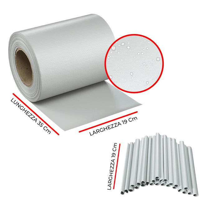 Striscia Banda Frangivista Fasce PVC Rotolo Schermo Privacy Recinzione Balcone Cancello - Grigio