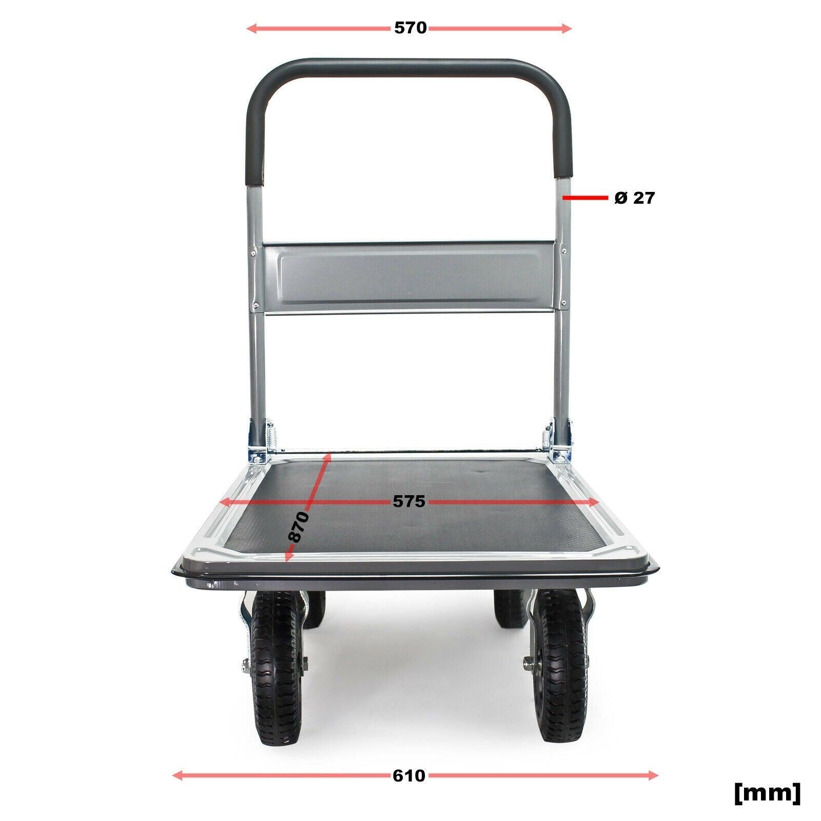Carrello con piattaforma Carrello pieghevole per movimentazione carichi con pneumatici da 300 kg 16_0002573