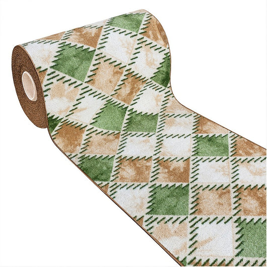 Tappeto Cucina Bordato Antiscivolo Assorbente Passatoia Colori Accesi Patchwork 57x240 Cm Verde
