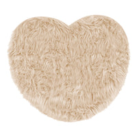 Tappeto Bagno Camera Cuore Beige Scendiletto Pelo Lungo Shaggy Doccia Antiscivolo