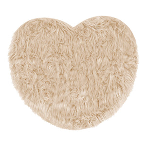 Tappeto Bagno Camera Cuore Beige Scendiletto Pelo Lungo Shaggy Doccia Antiscivolo