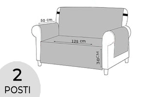 Copridivano Impermeabile Tasche Laterali Proteggi Divano Antimacchia Antiscivolo 2 Posti Grigio