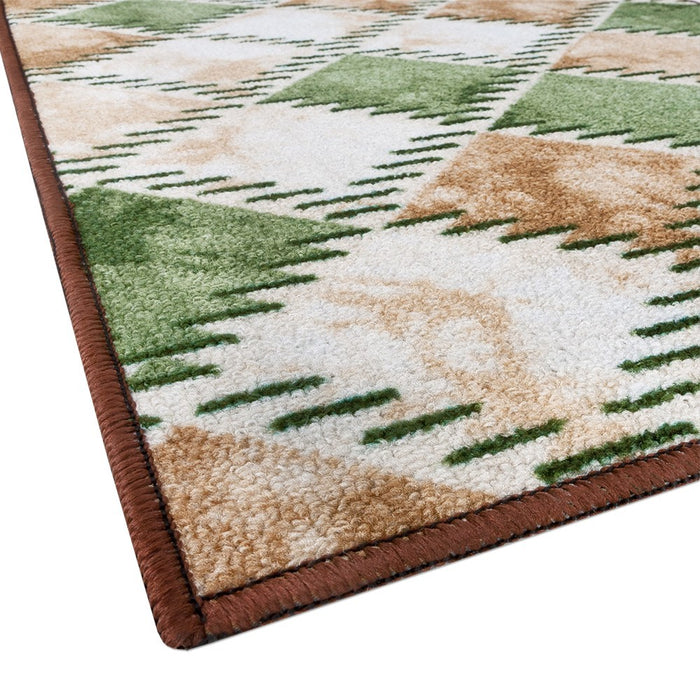 Tappeto Cucina Bordato Antiscivolo Assorbente Passatoia Colori Accesi Patchwork 57x40 Cm Verde