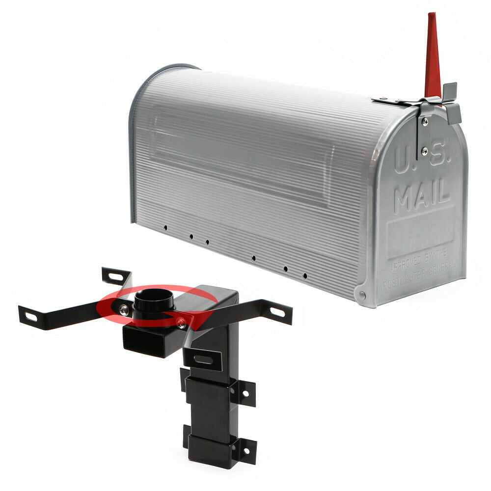 Cassetta postale americana Cassetta postale design americano palo da parete grigio argento 16_0000331